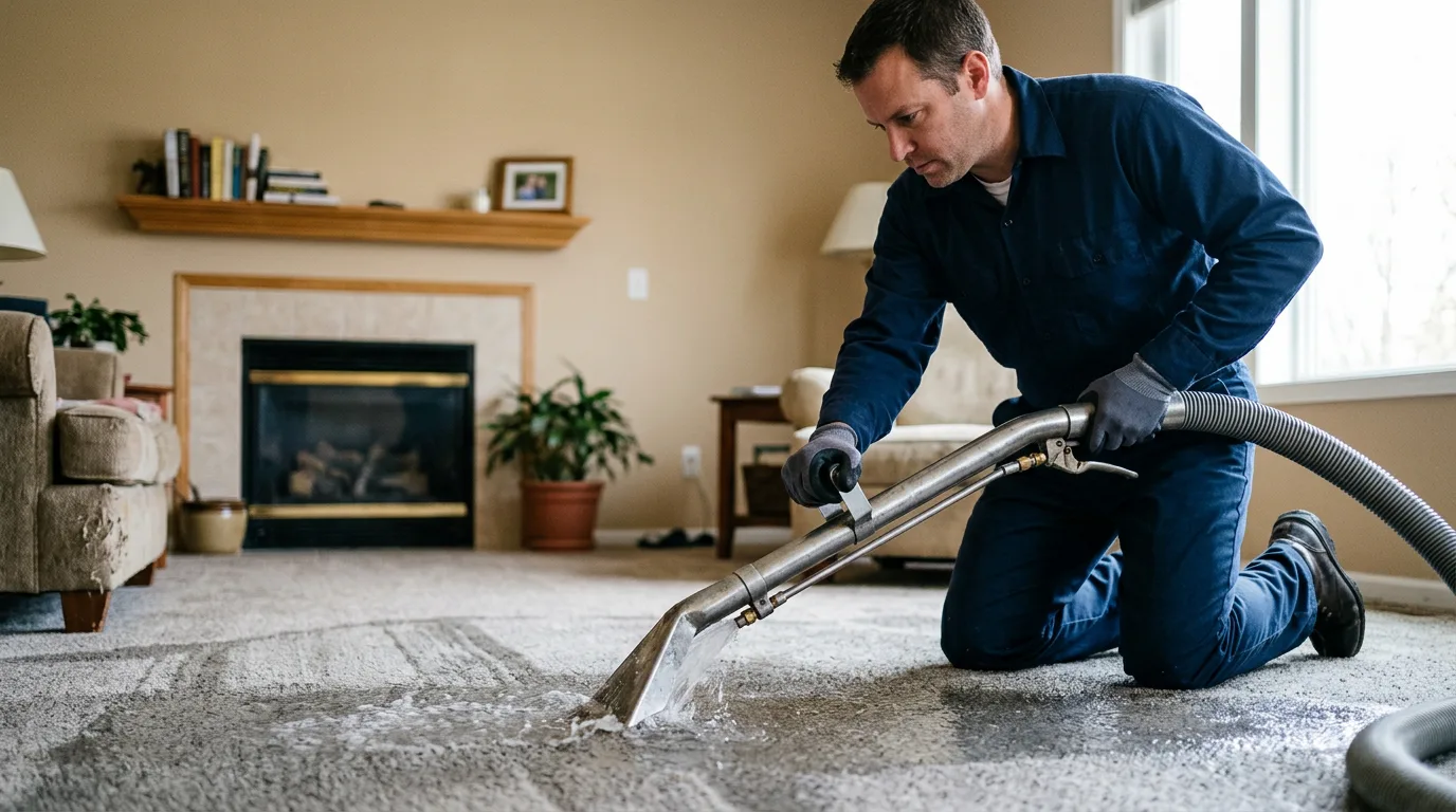 Water damage restoration technician working near Olean, MO